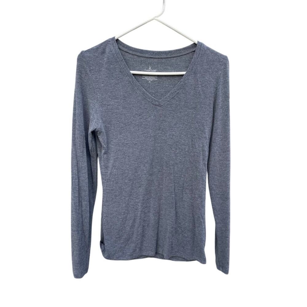 Cuddl Duds Heather Gray V-Neck long Sleeve Top Size Medium
